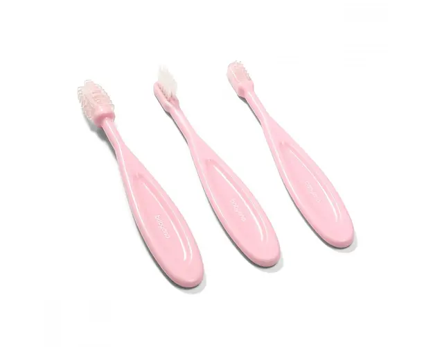 Set 3 periute de dinti Baby Ono pentru bebelusi Roz