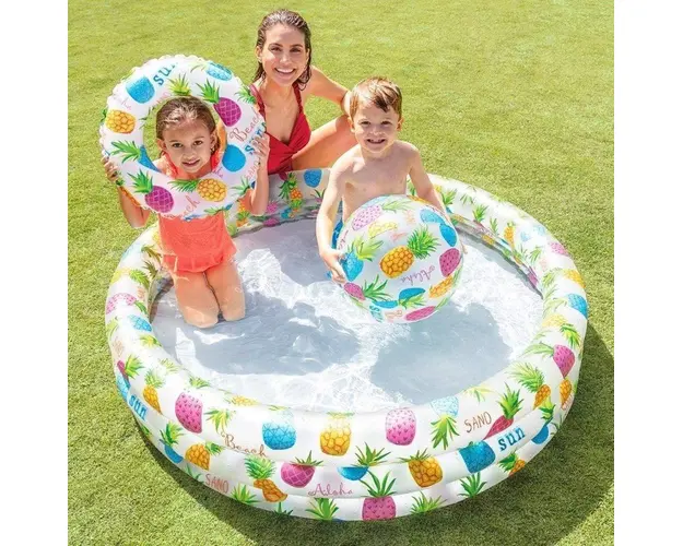 Set piscina gonflabila pentru copii + colac + minge Intex 59469 132 x 28 cm Multicolor