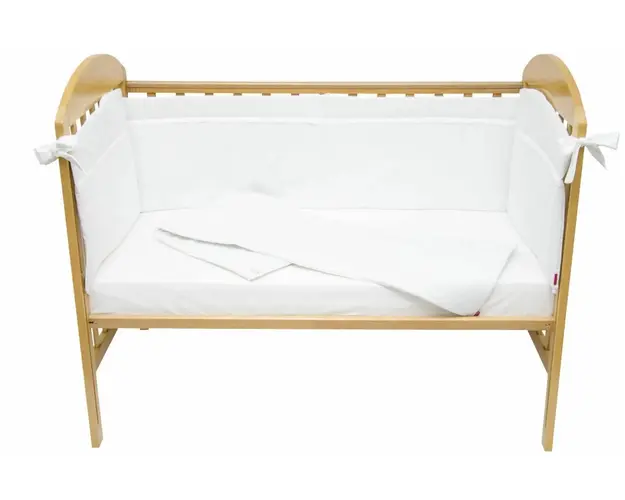 Set protectii patut alb cu dantela din bumbac 50 x 100 cm KidsDecor