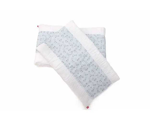 Set protectii patut KidsDecor din bumbac Blue Ducks 50 x 100 cm