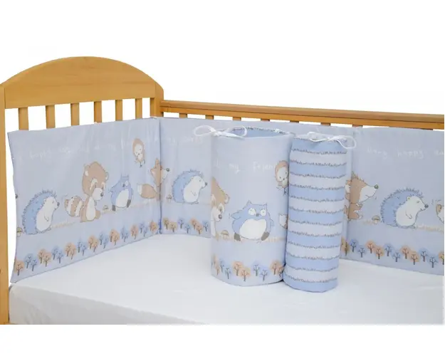 Set protectii patut Odette Blue din bumbac 70x140 cm