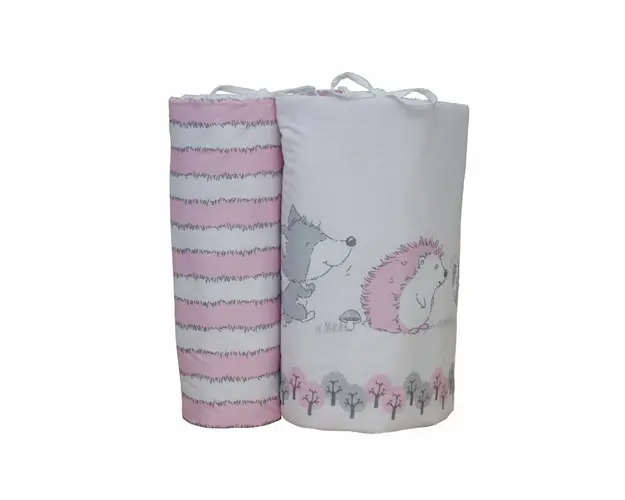 Set protectii patut Odette Pink din bumbac 60x120 cm