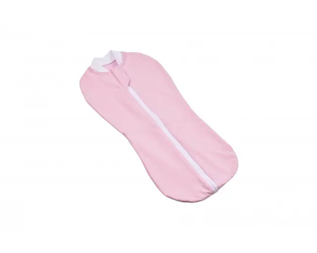 Set sistem de infasat si turban din bumbac organic roz 0-3 luni