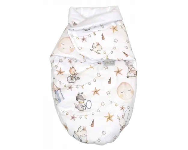Sistem de infasare Baby swaddle din bumbac cu umplutura antialergica BabySoft Circ blue