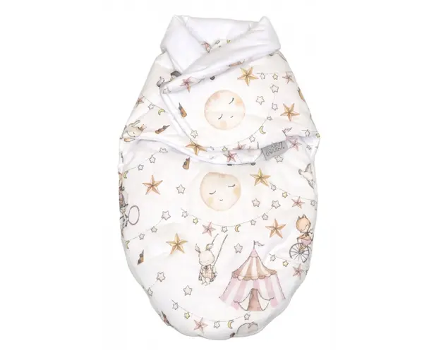 Sistem de infasare Baby swaddle din bumbac cu umplutura antialergica BabySoft Circ roz