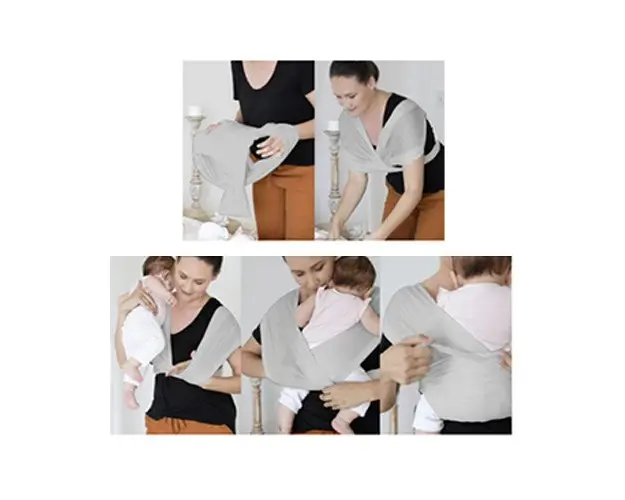 Sistem de purtare wrap elastic pentru bebelusi BabyJem Gri