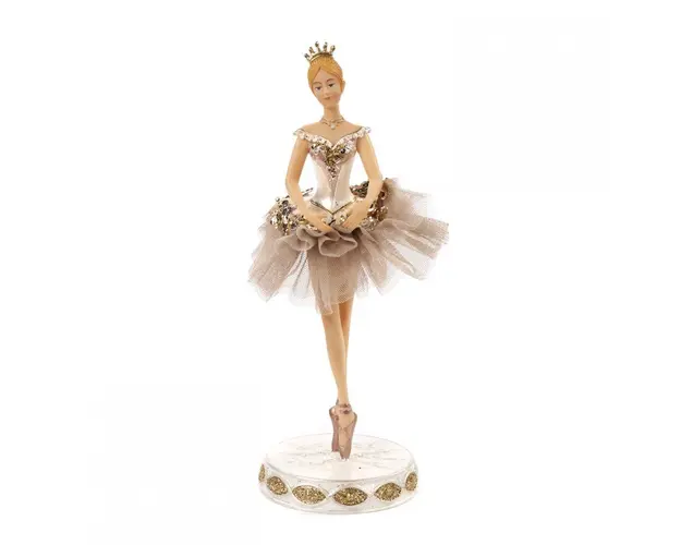 Statueta balerina costum din tiul crem cu paiete