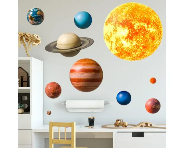Sticker decorativ pentru copii autoadeziv Sistem solar 91x72 cm