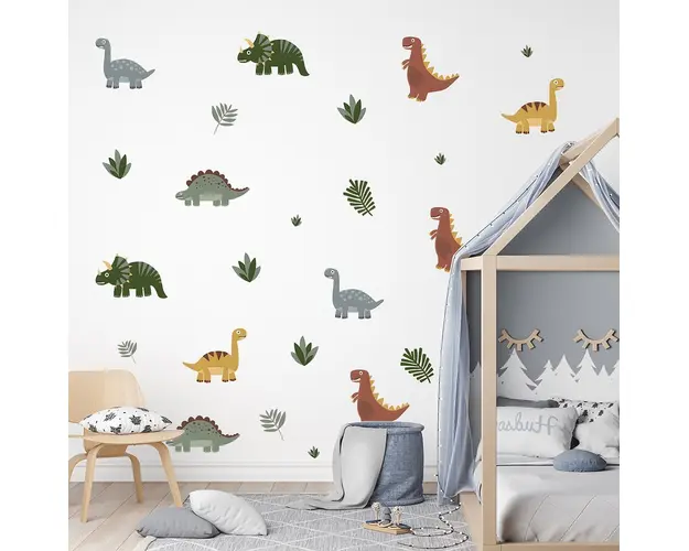 Sticker decorativ pentru copii autoadeziv Dinozauri 90x80 cm