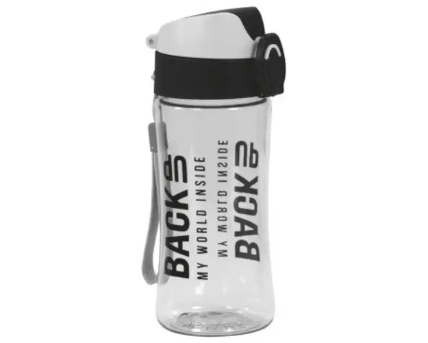 Sticla de apa pentru copii 400 ml plastic albnegru