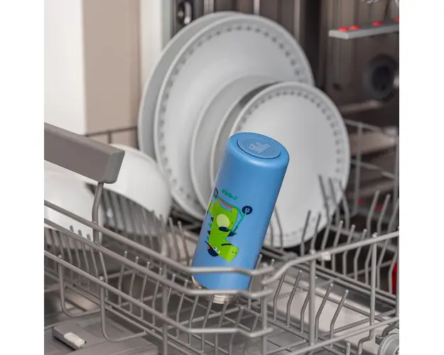 Sticla de baut cu pai Reer din otel inoxidabil 350ml albastru