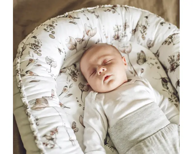 Suport de dormit by BabySteps Babynest Premium bumbac si catifea 70x35 cm Nature Soft Grey