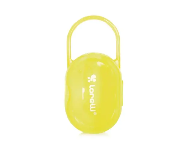 Suport transparent cu maner pentru 2 suzete sau tetine Yellow