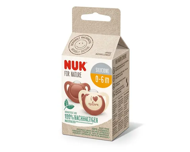Set 2 suzete Nuk for Nature din silicon M1 0-6 luni rosu