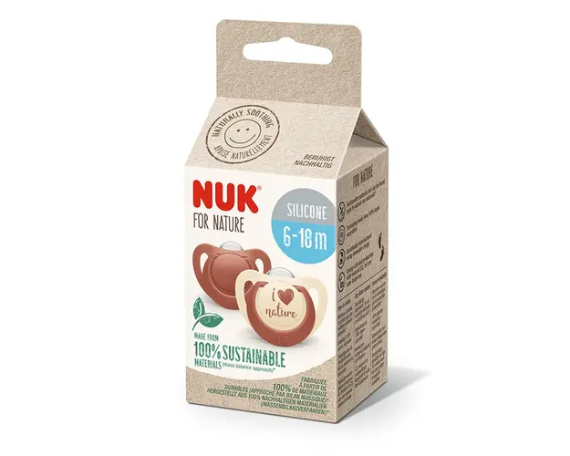 Set 2 suzete Nuk for Nature din silicon M2 6-18 luni rosu