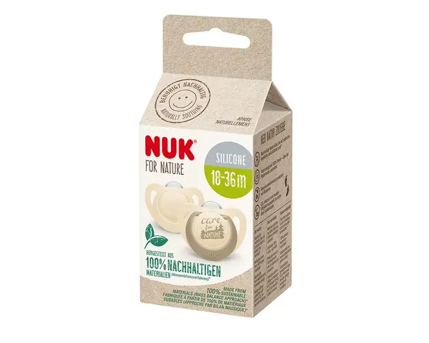Set 2 suzete Nuk for Nature din silicon M3 18-36 luni crem
