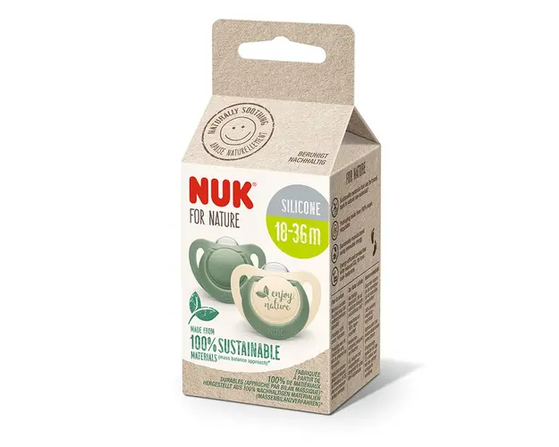 Set 2 suzeta Nuk for Nature din silicon M3 18-36 luni verde