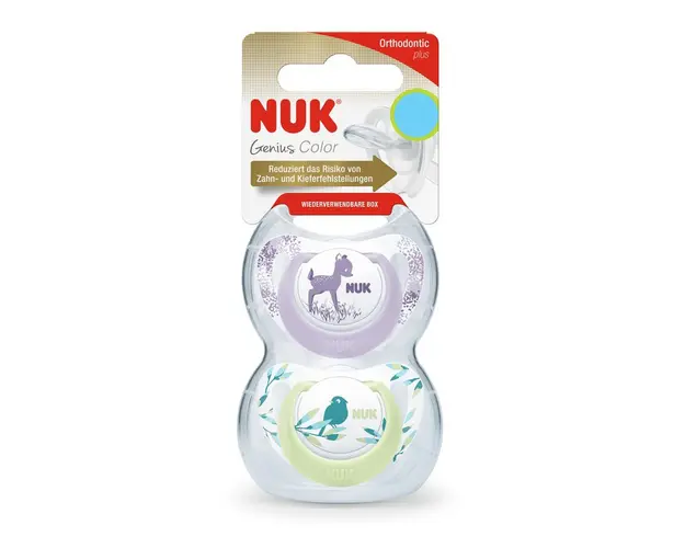 Set 2 suzete Nuk Genius Color Silicon M1 mov 0-6 luni
