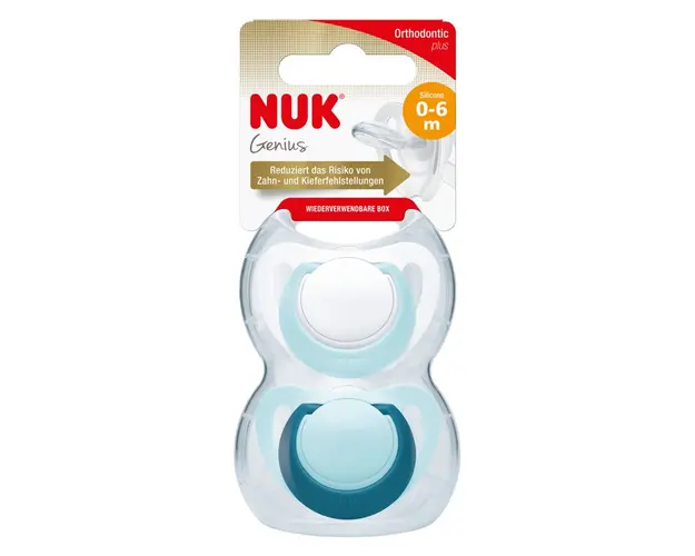 Set 2 suzete Nuk Genius Silicon M1 vernil 0-6 luni