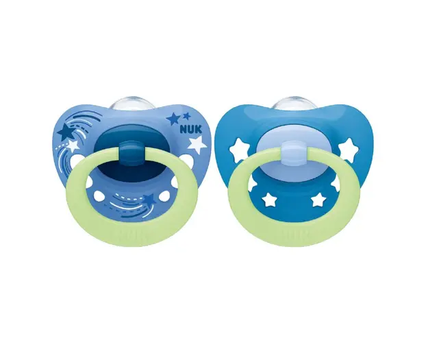 Set 2 suzeta Nuk Signature Night Silicon 0-6 luni M1 albastru