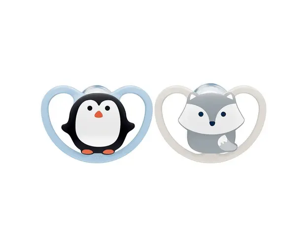Suzeta Nuk Space silicon M1 Pinguin 0-6 luni 2 bucati set