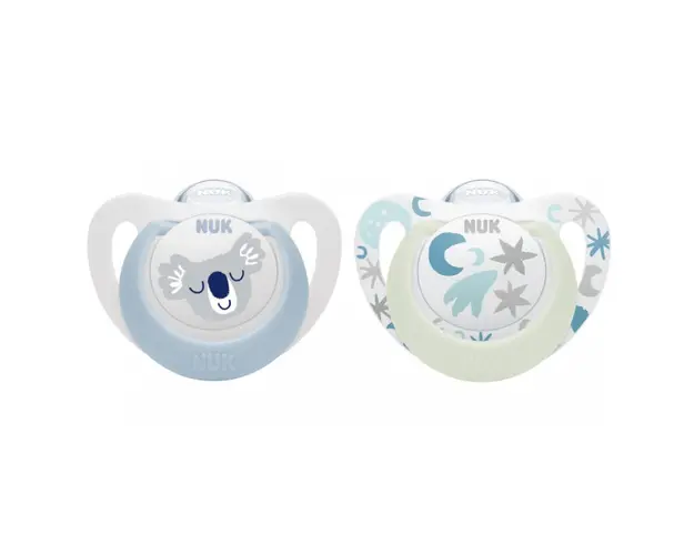 Set 2 suzete Nuk Star Day Night silicon 0-6 luni M1 bleu