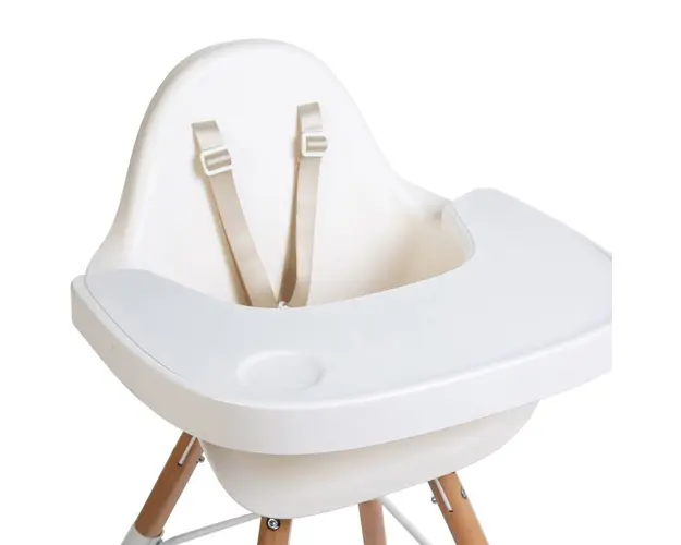 Tavita scaun de masa Childhome Evolu + protectie din silicon alb