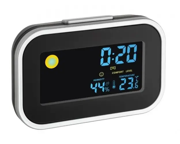 Termo-higrometru cu ceas si alarma iluminat TFA 60.2015