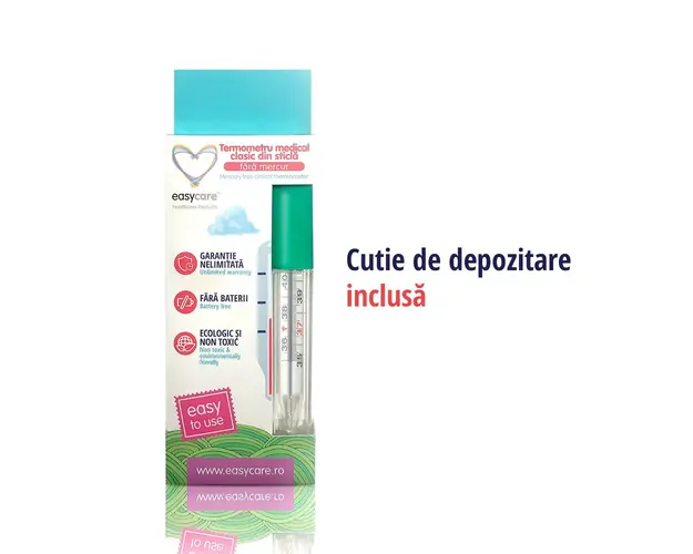 Termometru medical fara mercur Easycare clasic din sticla