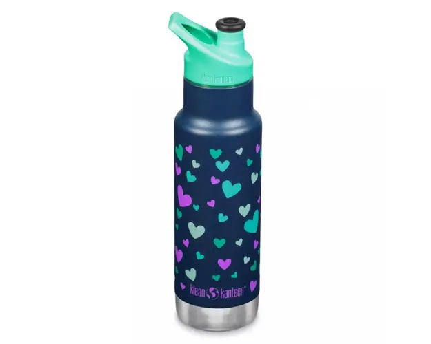 Termos din otel inoxidabil 355 ml cu capac sport Klean Kanteen Kid Classic Narrow Navy Hearts