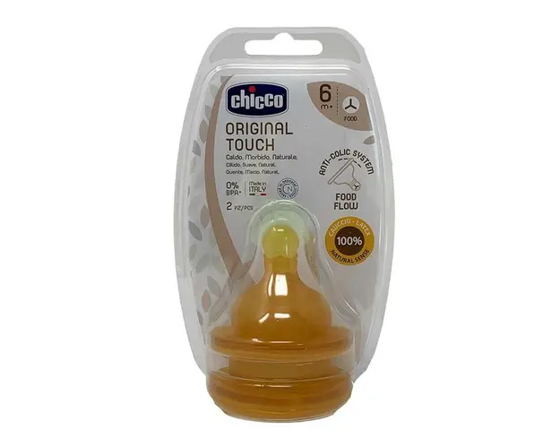 Tetina fiziologica Chicco Original Touch cauciuc hrana groasa 2 buc 6 luni+