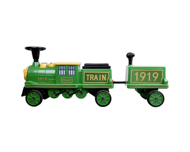 Trenulet electric pentru copii copii locomotiva + vagon Verde