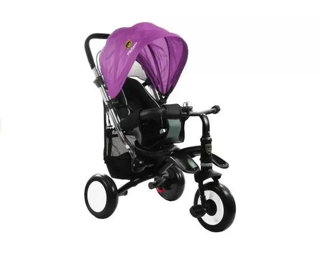 Tricicleta cu pedale pentru copii cu copertina mov LeanToys