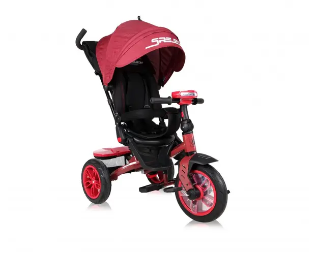 Tricicleta multifunctionala 4 in 1 Speedy Air scaun rotativ Red Black