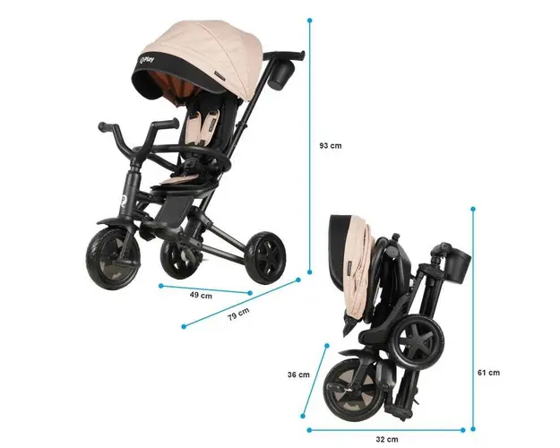 Tricicleta ultrapliabila Qplay Nova Niello Bej
