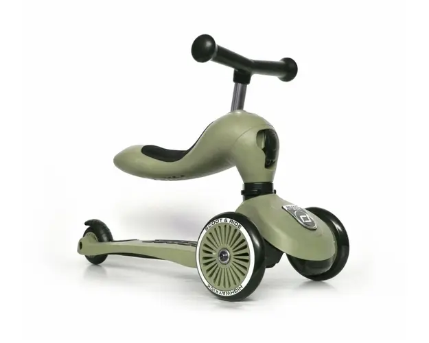 Trotineta copii cu sezut Scoot Ride HighwayKick 1 transformabila 2 in 1 olive
