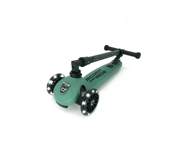 Trotineta copii pliabila cu roti luminoase Scoot Ride HighwayKick 3 Forest