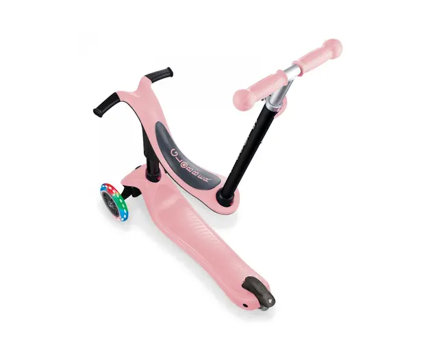 Trotineta Globber Go-Up Sporty 3 in 1 cu lumini culoare roz pastel