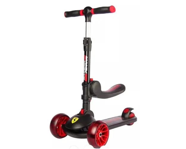 Trotineta pliabila Ferrari Twist neagra cu scaun
