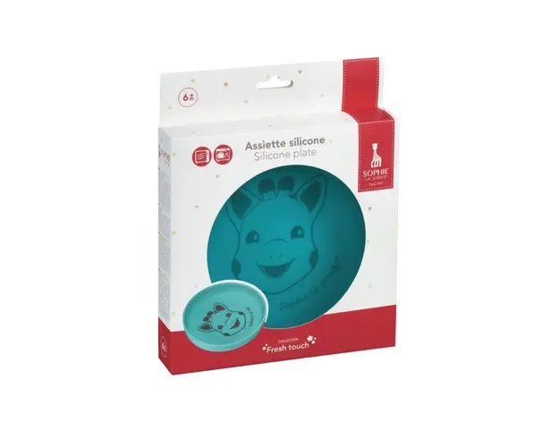 Farfurie turcoaz silicon Girafa Sophie