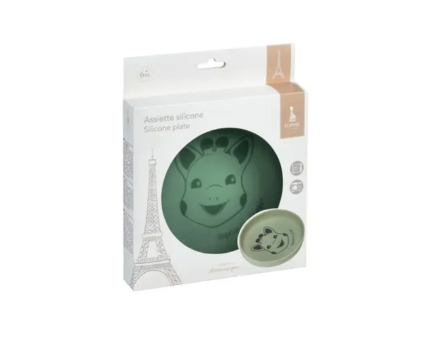 Farfurie verde silicon Girafa Sophie