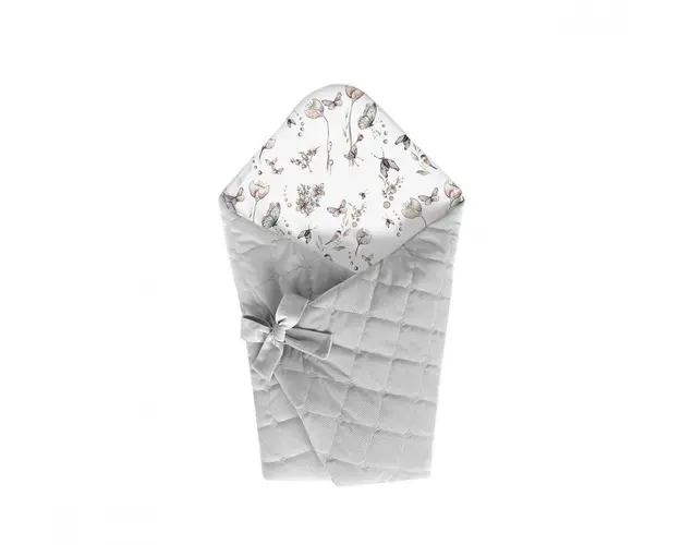 Wrap Babyhorn nou nascut paturica de infasat cu doua fete din bumbac si catifea Nature Grey