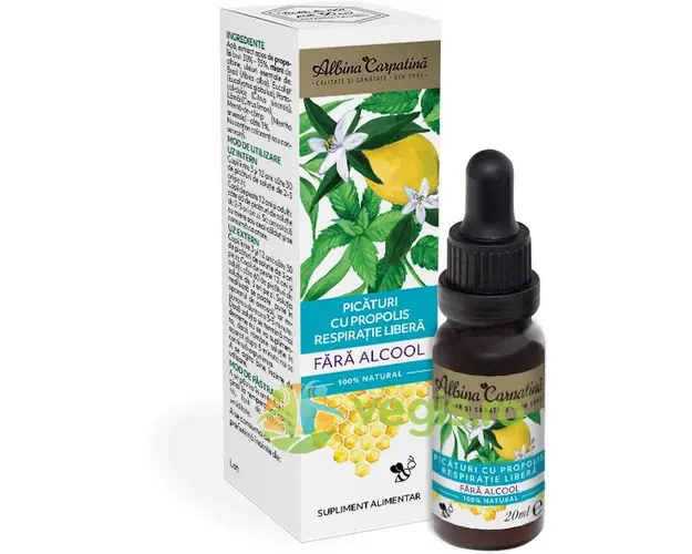 Picaturi cu Propolis Respiratie Libera fara Alcool 20ml