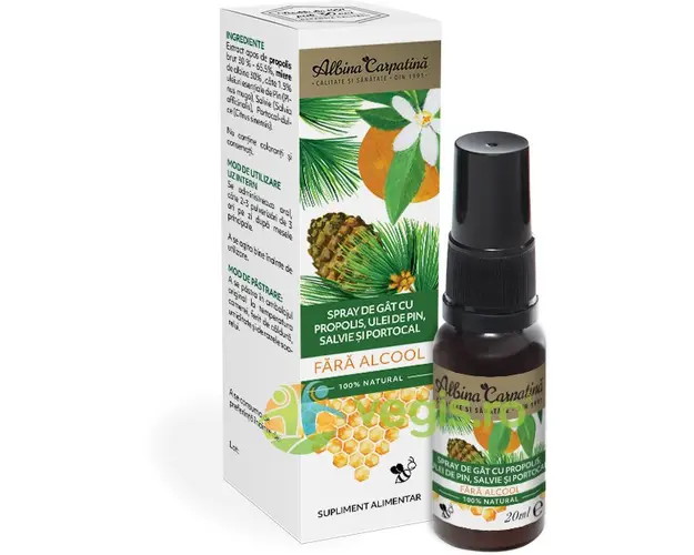 Spray de Gat cu Propolis, Pin, Salvie si Portocal fara Alcool 20ml