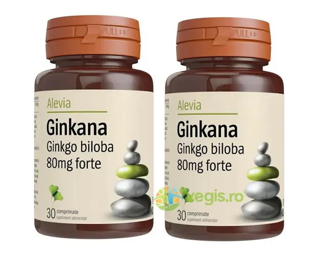 Pachet Ginkana Ginkgo Biloba Forte 80mg 30cpr+30cpr