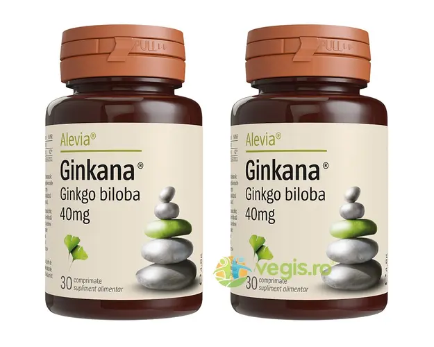 Pachet Ginkana Ginkgo Biloba 40mg 30cpr+30cpr