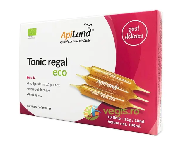 Tonic Regal cu Laptisor de Matca Pur, Miere si Ginseng Ecologic/Bio 10 fiole x 10ml