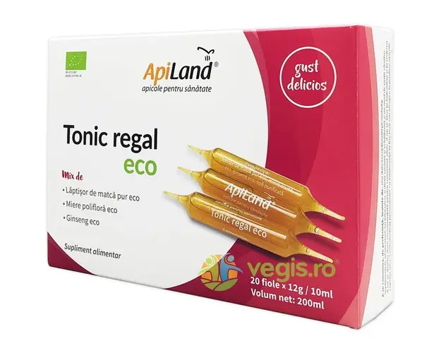 Tonic Regal cu Laptisor de Matca Pur, Miere si Ginseng Ecologic/Bio 20 fiole x 10ml