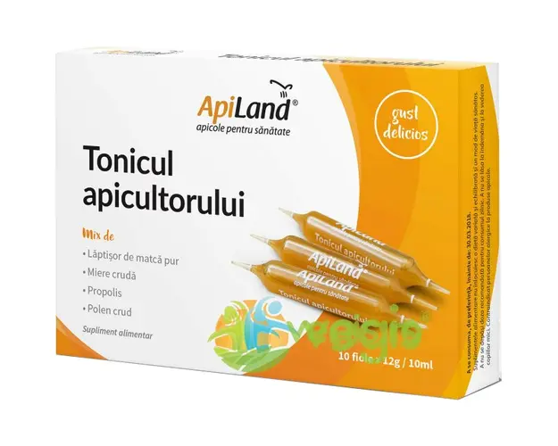 Tonicul Apicultorului - Laptisor de Matca Pur, Miere, Propolis si Polen 10 fiole x 10ml
