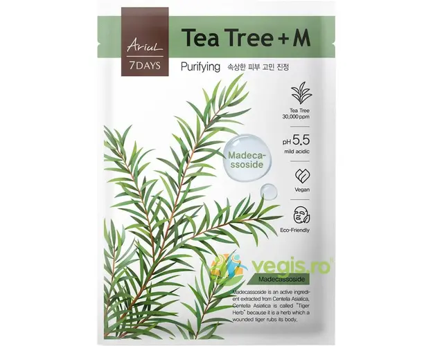 Masca cu Arbore de Ceai Verde si Madecassoside pentru Purificarea Tenului 7Days Plus 23ml